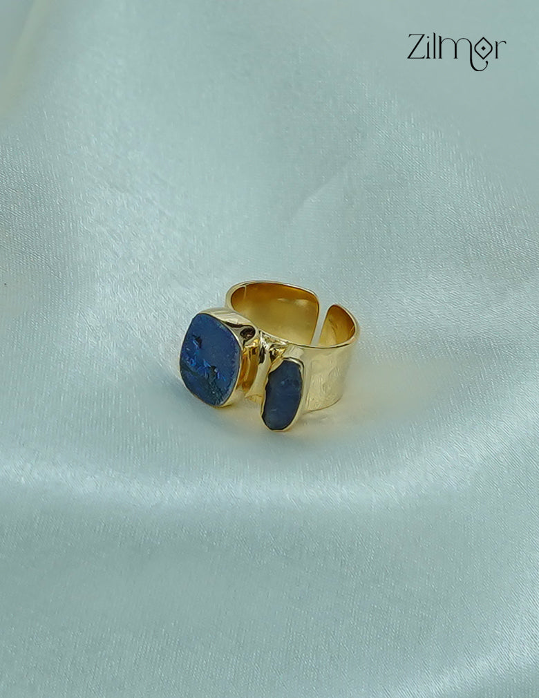 18K Gold Plated Handmade Natural Raw Stone Adjustable Ring – Anti-Tarnish - ZP1012180