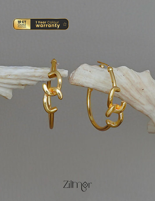 PE1011809 - Gold tone Geometrical Hoop Earrings 2-Zilmor