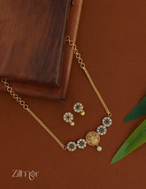 NV101353 - AD Stone with Lakshmi Necklace Earrings Set