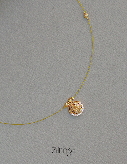 SN1011718 - AD Stone with Lakshmi Pendant Invisible Chain Necklace 2-Zilmor