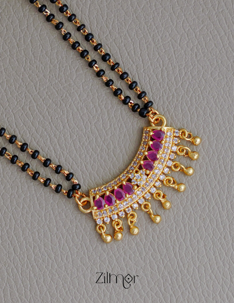 SR100561 - Gold Plated AD Stone Pendant Traditional Mangalsutra Necklace