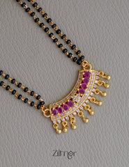 SR100561 - Gold Plated AD Stone Pendant Traditional Mangalsutra Necklace 3-Zilmor
