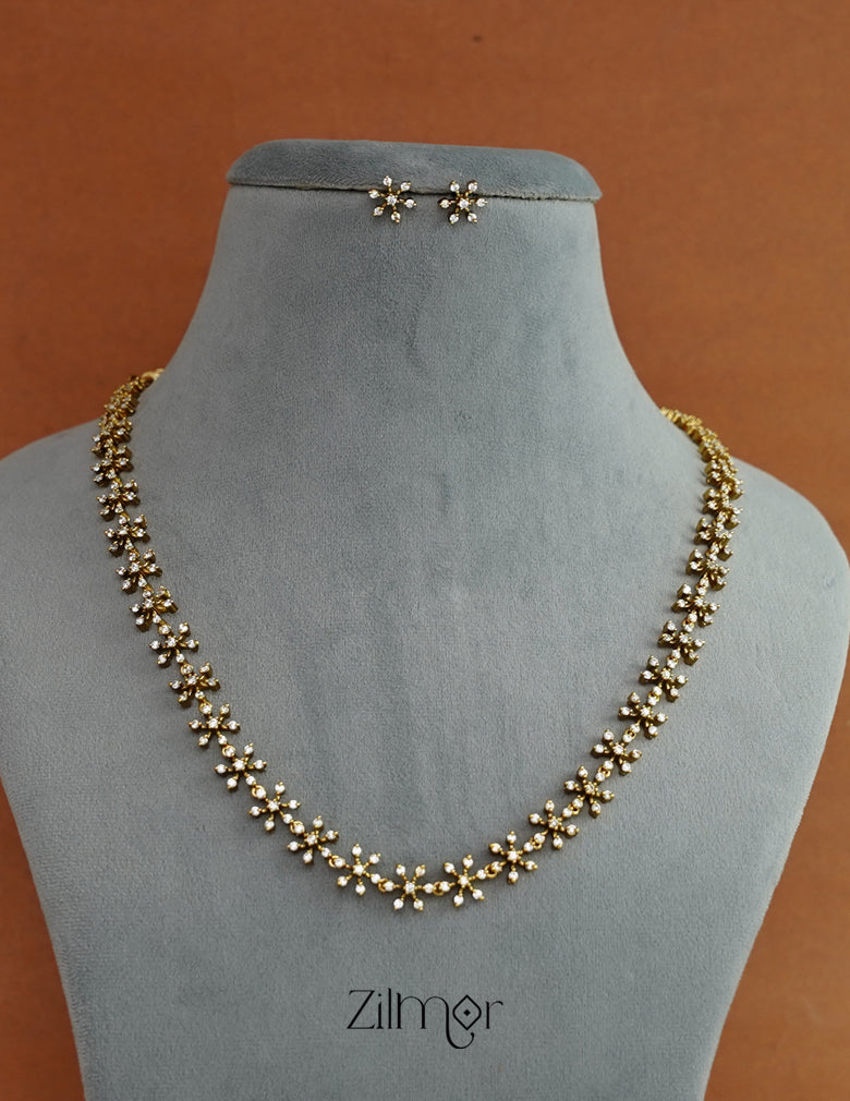 SN1011741- Premium Finish Antique AD Stone Long Necklace Haram Earrings Set
