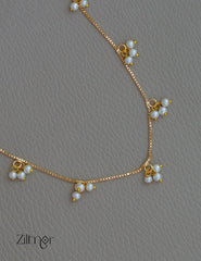 PE1011725 - Gold Plated Pearl Hanging Invisible Necklace 4-Zilmor