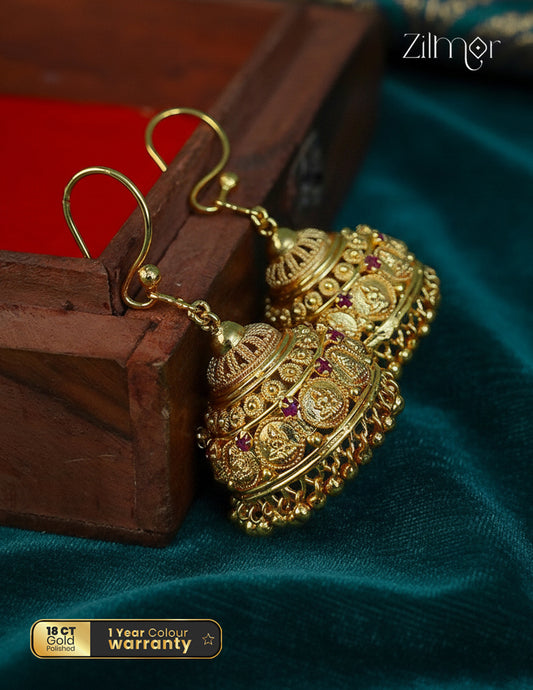 Gold Plated Lakshmi Hook Jhumkas Earrings- PP1012316