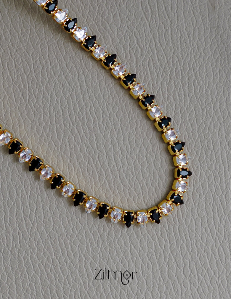 KT1011723 - Anti Tarnish Gold Plated AD Stones Chain Necklace (color option) 7-Zilmor