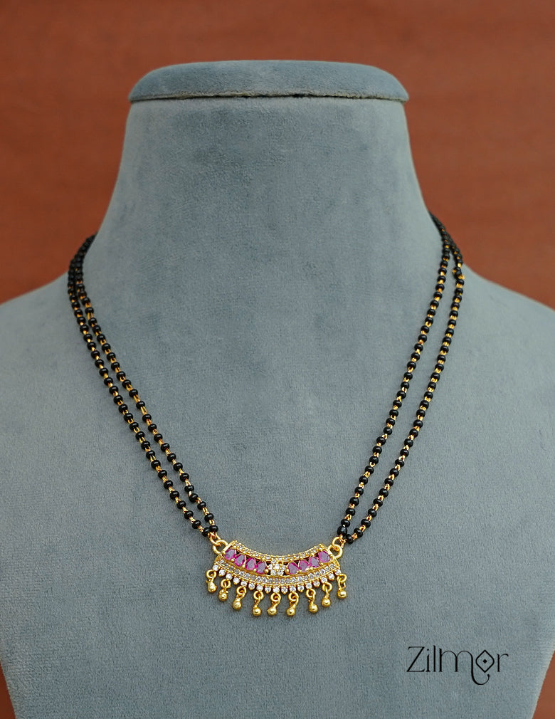 SR100561 - Gold Plated AD Stone Pendant Traditional Mangalsutra Necklace