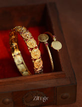 KY1011836 - Kaashu Gold Plated statement & Adjustable Combo Bangle 1-Zilmor