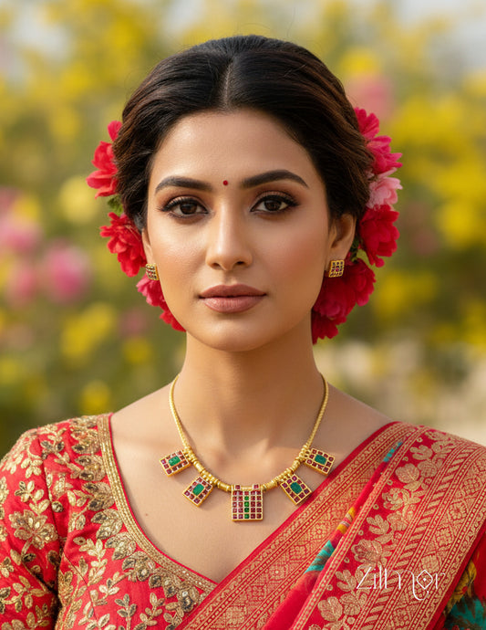 SN1011696- Traditional Kemp Stone Necklace Earring Set