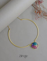 AS1011745 - Natural Druzy Stone Pendant with Hasli Choker Necklace 2-Zilmor