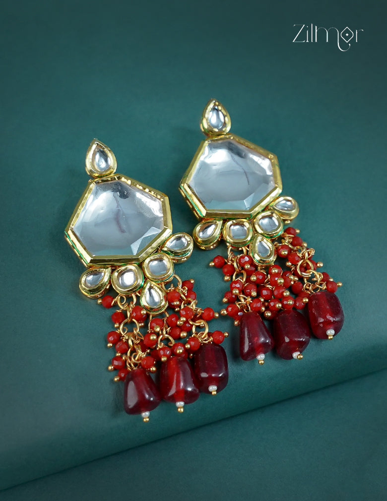Bead Clustering Kundan Drop Earrings - CL1012279