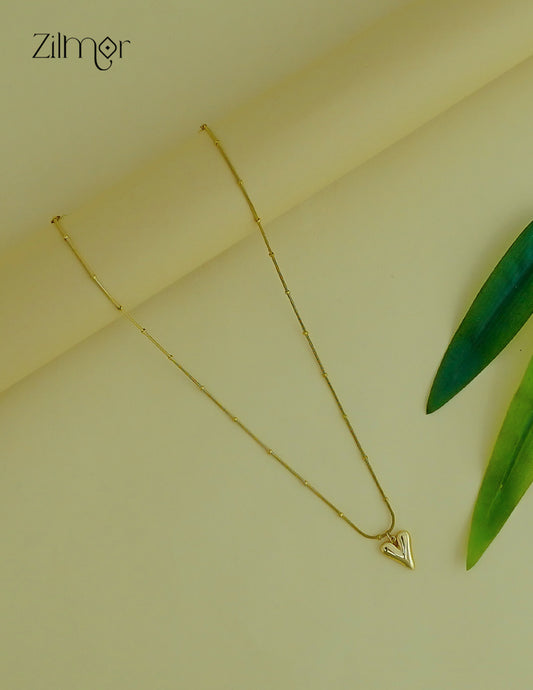 Gold Tone Heart Pendant Simple Necklace-ZF1012141