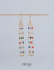 KT1011152 -Gold tone Dangle Semi Precious Stone Hoop Earrings 2-Zilmor