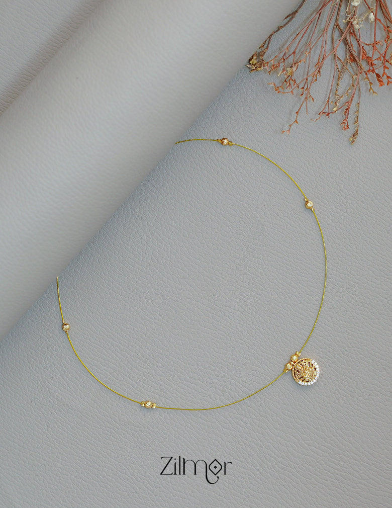 SN1011718 - AD Stone with Lakshmi Pendant Invisible Chain Necklace 1-Zilmor