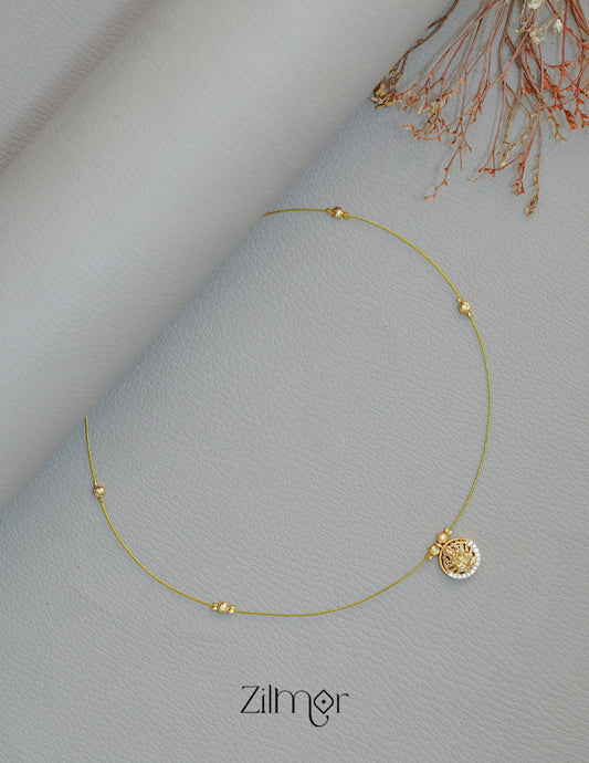 SN1011718 - AD Stone with Lakshmi Pendant Invisible Chain Necklace 1-Zilmor