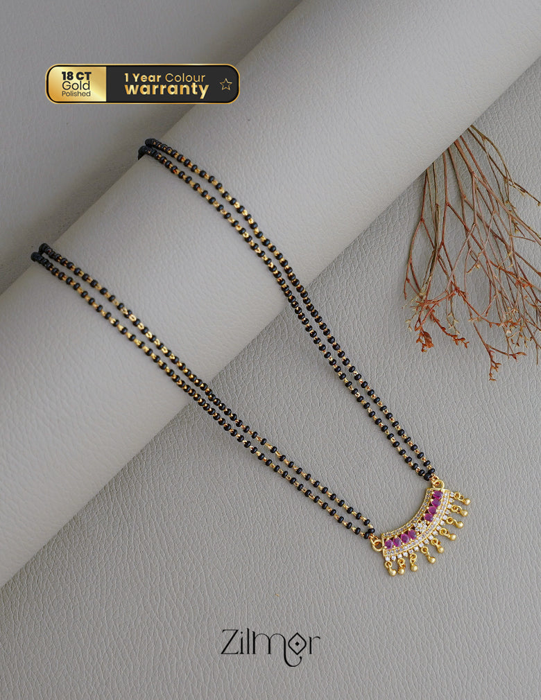 SR100561 - Gold Plated AD Stone Pendant Traditional Mangalsutra Necklace