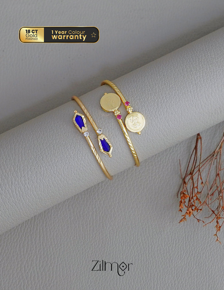 KY1011753 - Gold tone Lakshmi coin &Nagapadam Bangle Combo (color option)