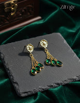 18k Gold plated Designer Semi Precious Stone Hanging Earrings (color option) - ZP1012181