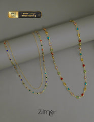 KY1011839- Anti Tarnish Multi Stone Chain Necklace Combo 1-Zilmor