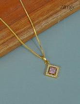 18k Gold Plated Anti-Tarnish AD Stone Pendant Simple Necklace (color option) - CL1012239