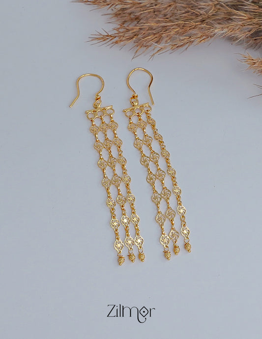 KT1011149 -Gold Toned Long Earrings for Women 1-Zilmor