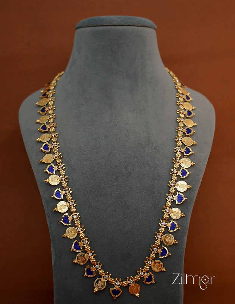 KY1011357 - Gold Plated Kaashu coin & Palakka Mala Long Necklace 6-Zilmor