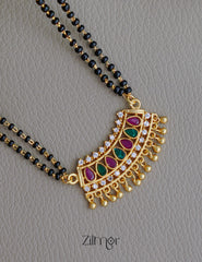 Gold Plated AD Stone Pendant Mangalsutra Necklace - SR100558 2-Zilmor