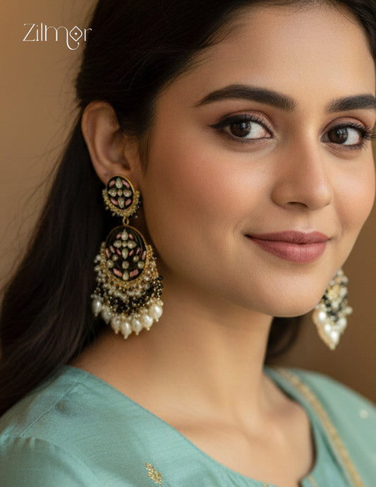 Meenakari Kundan Long Earrings - CL1012304