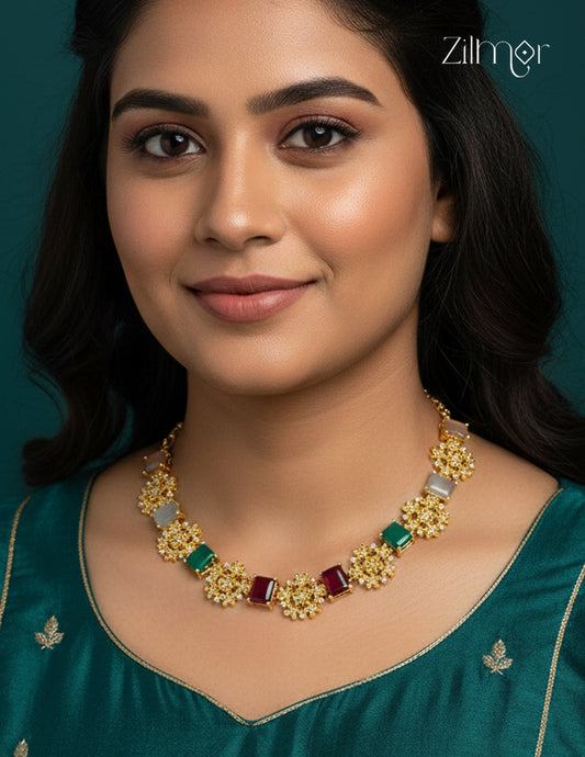 Gold Plated AD Stone Necklace - CL1012285