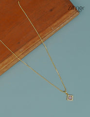 18k Gold Plated Anti-Tarnish AD Stone Pendant Simple Necklace (color option) - CL1012239