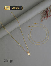 KY1011764 - Gold Tone pair Anklet & Kaashu Pendant Solitaire Necklace Combo 1-Zilmor