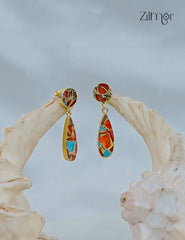 Handmade Artistic Drop Hoop Earrings – 18K Gold Plated, Anti-Tarnish  -ZP1012166