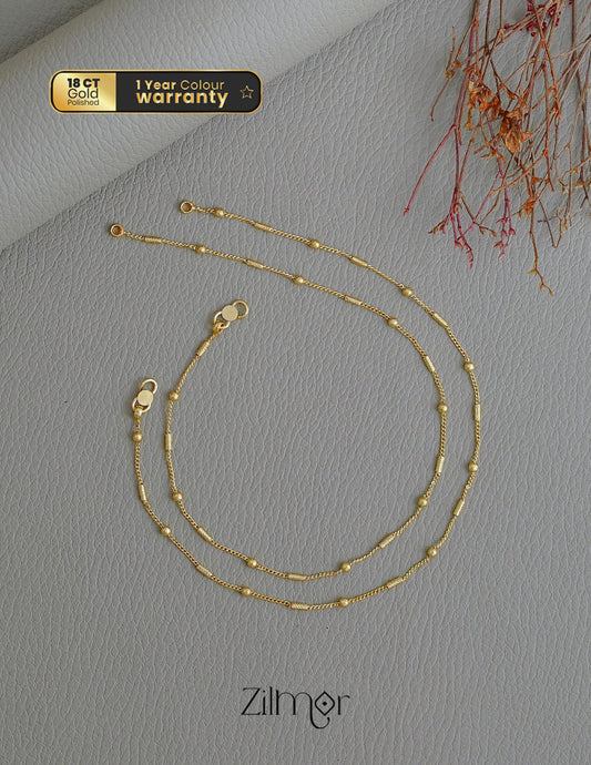 KT1011748- Anti-Tarnish Gold Plated Simple pair Anklet 2-Zilmor