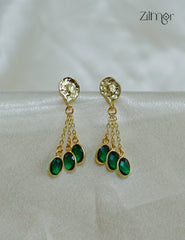 18k Gold plated Designer Semi Precious Stone Hanging Earrings (color option)  - ZP1012181