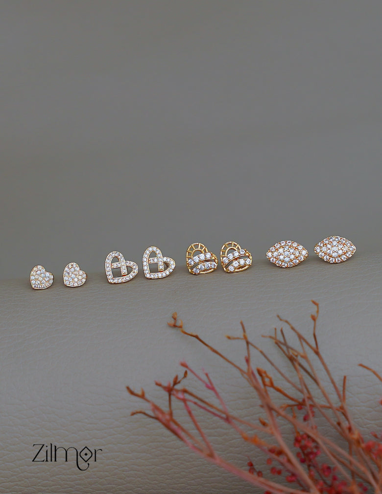 PE1011812 - Gold tone AD Stone Combo stud Earrings 1-Zilmor