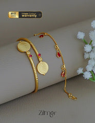 KY1011841 - Gold Toned Stone Bracelet &Adjustable Bangle Combo 1-Zilmor