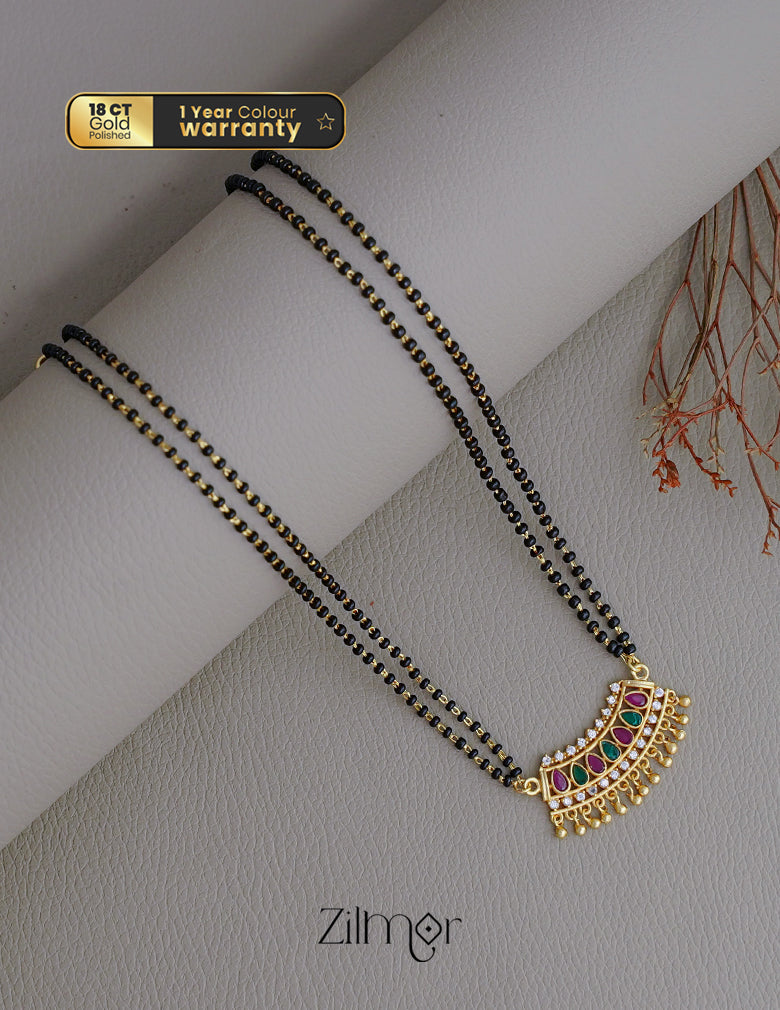 Gold Plated AD Stone Pendant Mangalsutra Necklace - SR100558 1-Zilmor