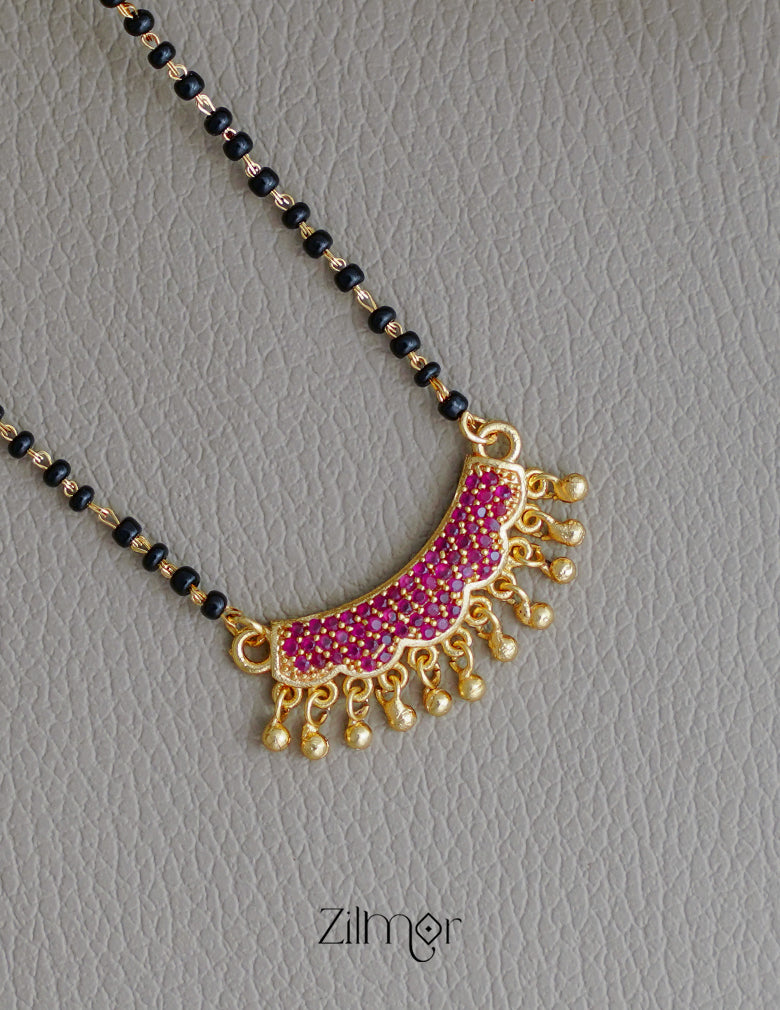 SR100559 - Gold Plated AD Stone Pendant Traditional Mangalsutra Necklace (color option)