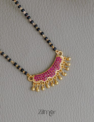 SR100559 - Gold Plated AD Stone Pendant Traditional Mangalsutra Necklace (color option) 3-Zilmor
