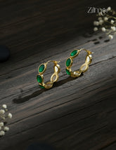 Trendy Contemporary Crystal Stone Golden Hoop Earrings (color option) -ZP1012174