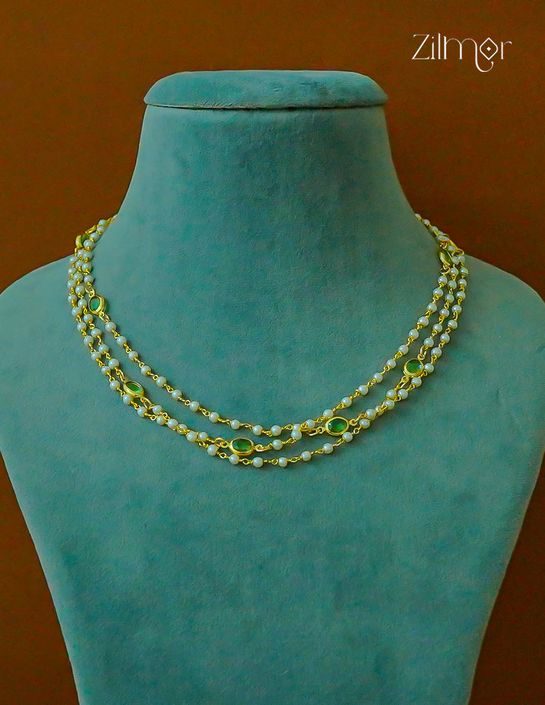 Premium Pearl Layer with Semi Precious Stone Necklace - KY1012211