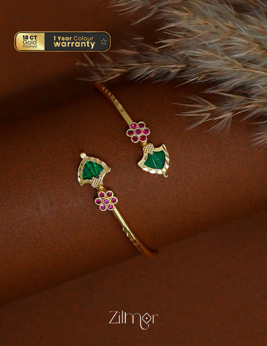 PP1011985- Gold Plated AD Stone Adjustable Palakka Bracelet Bangle