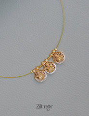 SN1011719 - AD Stone with Hanging Lakshmi Pendant Invisible Necklace 2-Zilmor