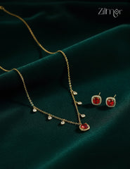 Antique AD Stone Necklace Earring Set (color option) - KA1012203