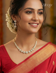 Gold Plated AD Stone Necklace Earring Set (color option) - CL1012257