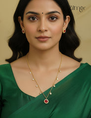 Antique AD Stone Necklace Earring Set (color option) - KA1012203