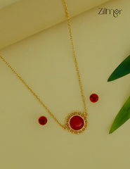 18k Goldplated Palakka Round Pendant choker Earring Set (color option) - KY1012206