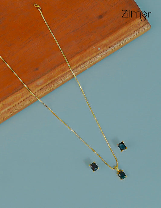 18k Gold Plated Anti-Tarnish Simple Pendant Necklace Earring Set - CL1012235