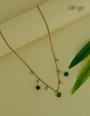 Antique AD Stone Necklace Earring Set (color option) - KA1012203