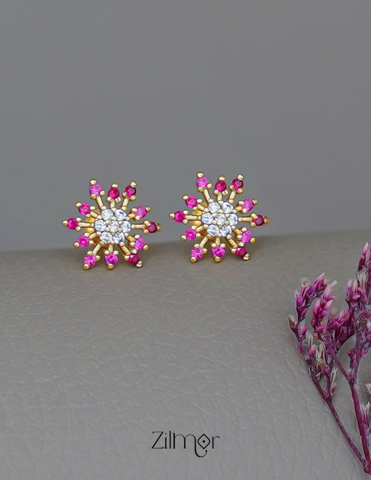 ZR1011930- Gold Tone Ad Stone Stud Earrings 2-Zilmor
